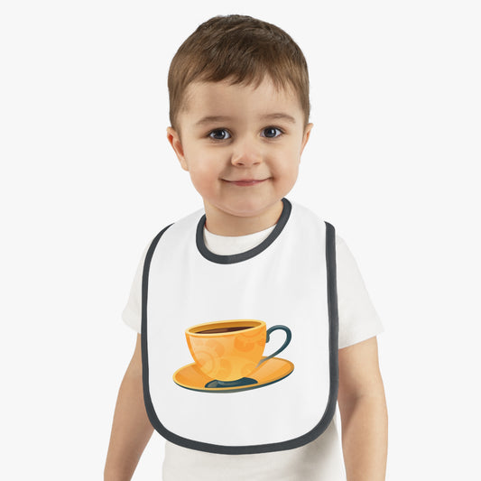 Cute Coffee Cup Baby Bib, Stylish Baby Feeding Bib, Toddler Bib for Messy Mealtimes, Perfect Baby Shower Gift, Modern Infant Accessory