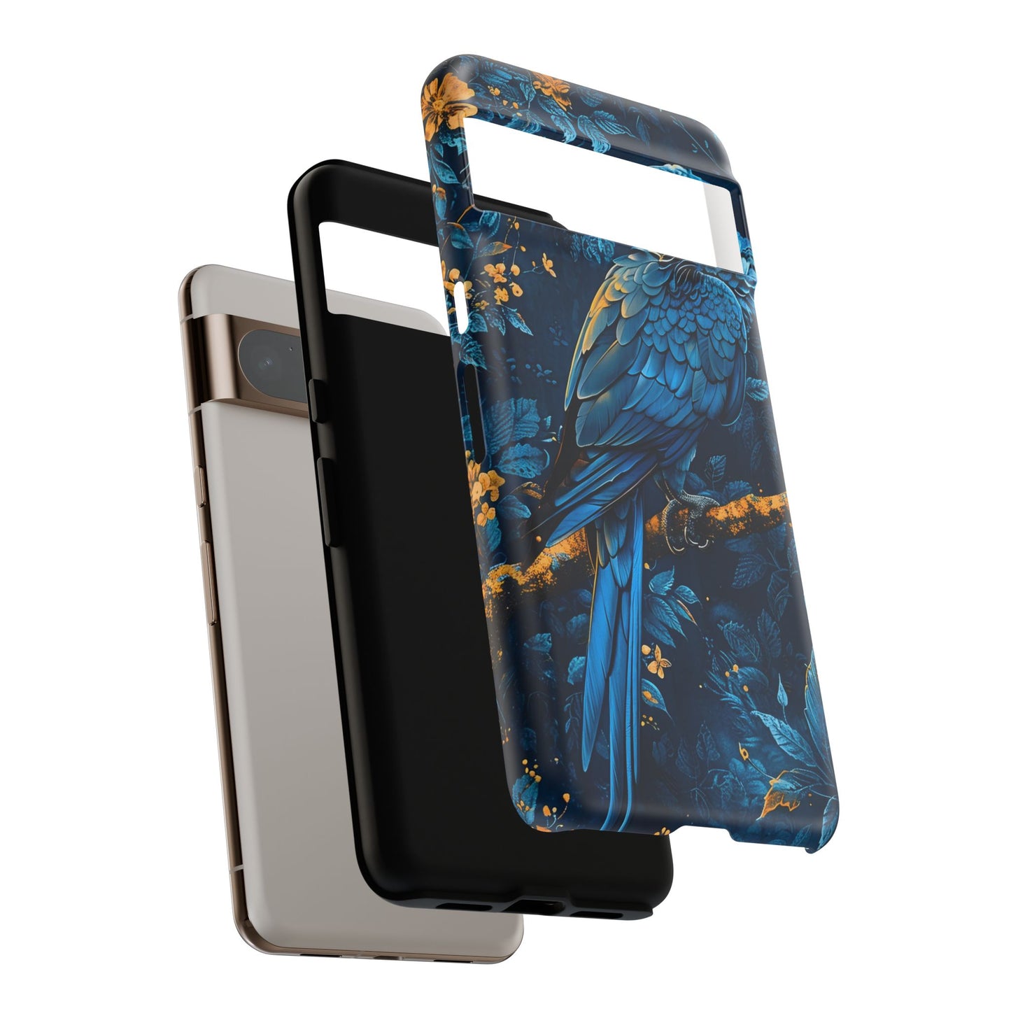 Tough Cases - Vibrant Blue Parrot Phone Case, Tropical Bird Phone Cover, Nature Lover Gift, Eco-Friendly Accessories, Unique Wildlife Decor