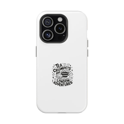 Charming Magnetic Phone Cases, Tea Crumpets Design, Adventure Lover's Gift, London Themed Case, Travel Accessory, Fun Quirky Design