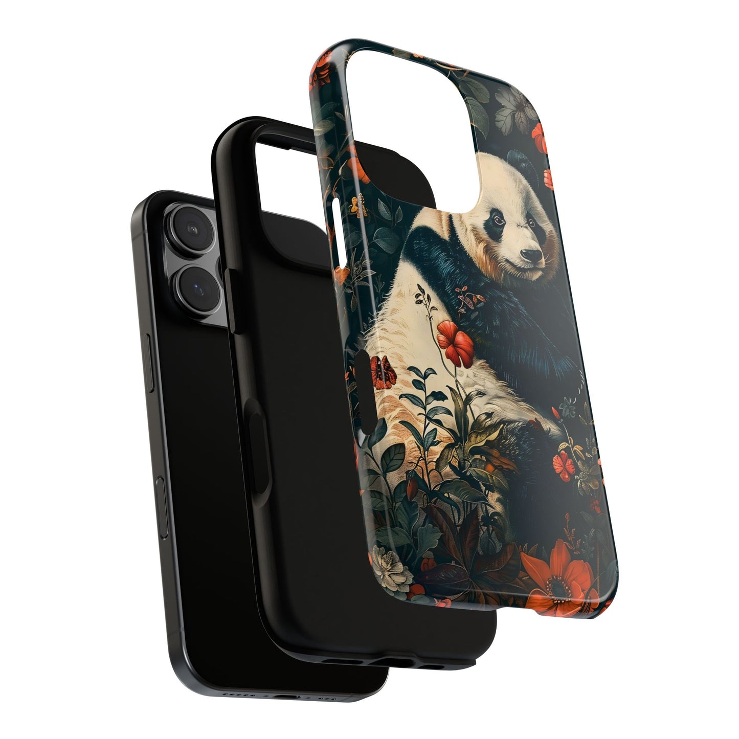 Panda Phone Case, Floral Design Phone Cover, Cute Panda Gift, Nature-Inspired Case, Animal Lover Accessory