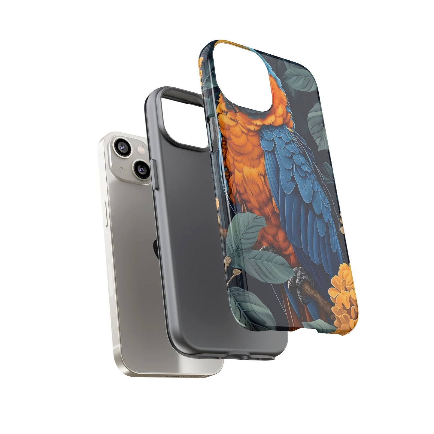 Tropical Parrot Phone Case - Tough Cases, Colorful Phone Cover, Nature Lover Gift, Floral Design, Bird Lover Accessory