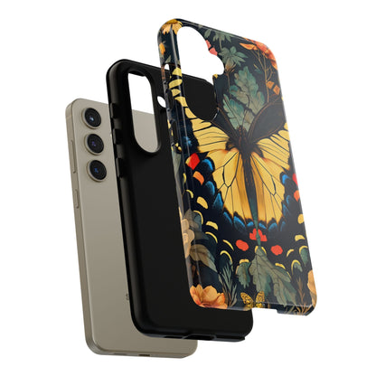Butterfly Floral Phone Case, Art-inspire Tough Case, Gift for Nature Lovers, Butterfly Pattern Cover, Eco-Friendly Mobile Accessory