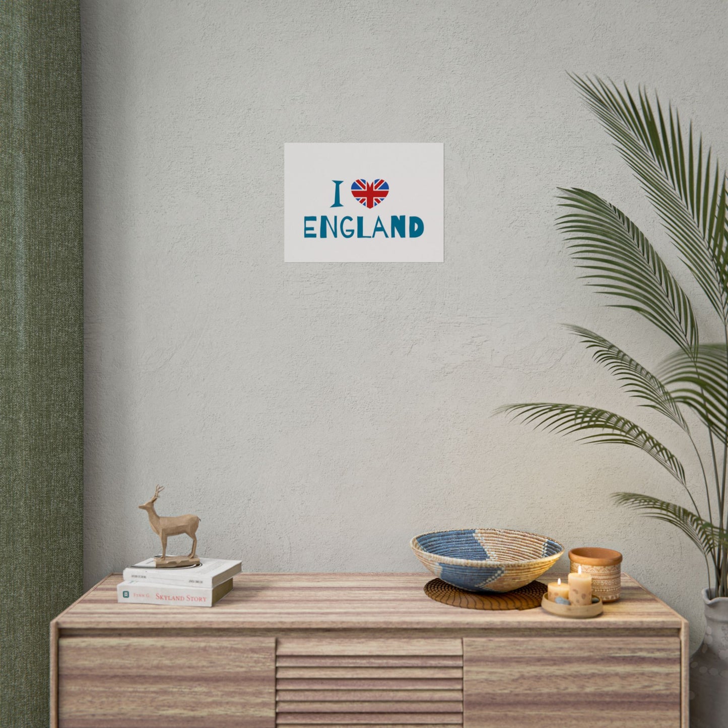 I Love England Rolled Poster - UK Travel Decor, Gift for Britains, Wall Art for Home, London Souvenir, Love England