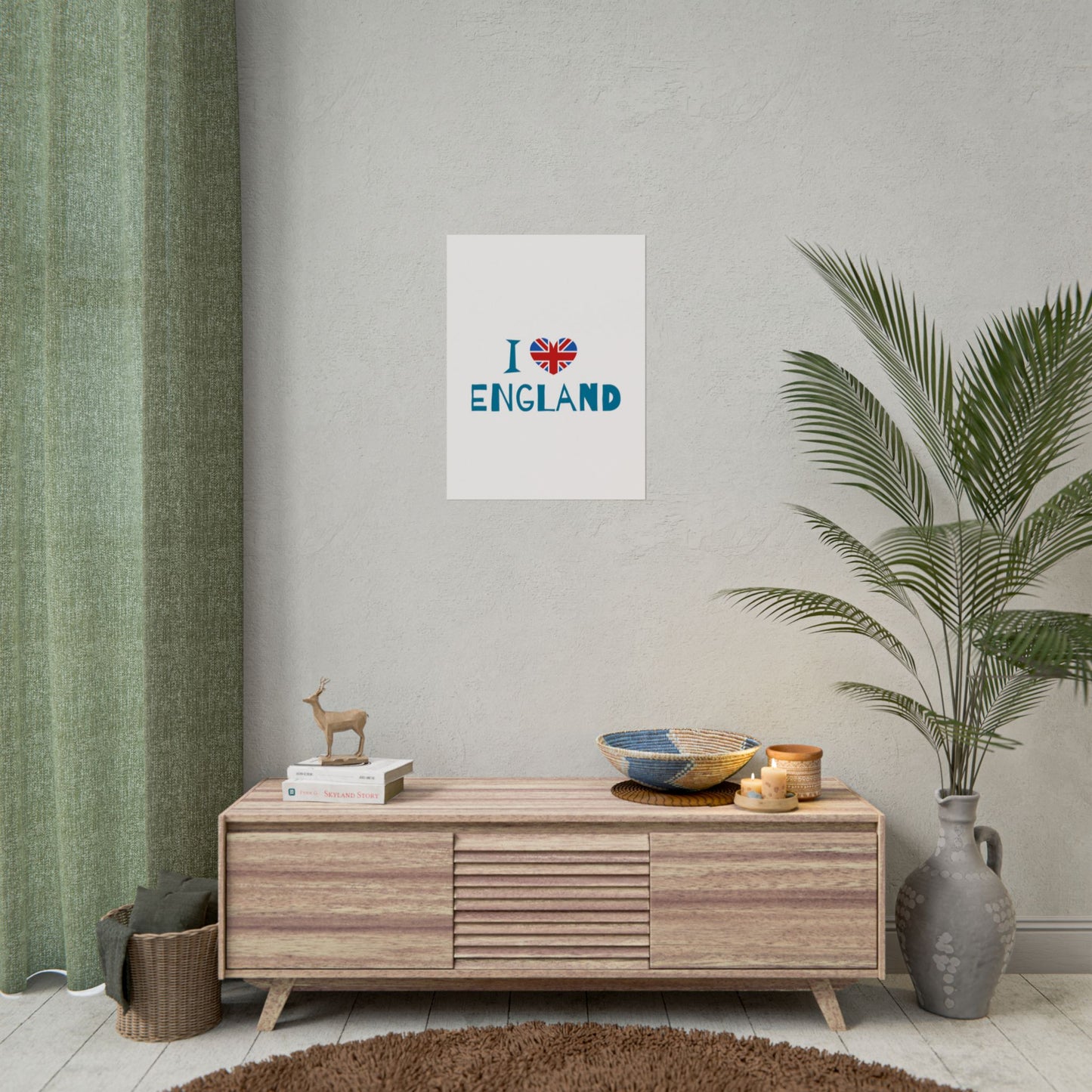 I Love England Rolled Poster - UK Travel Decor, Gift for Britains, Wall Art for Home, London Souvenir, Love England