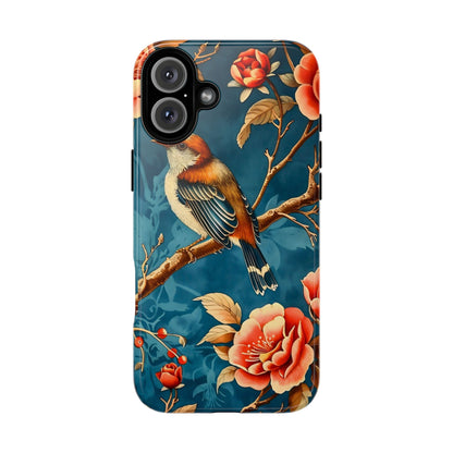 Bird & Floral Phone Case, Tough Cases for Nature Lovers, Gift for Her, Customizable Design, Vibrant Tech Accessories