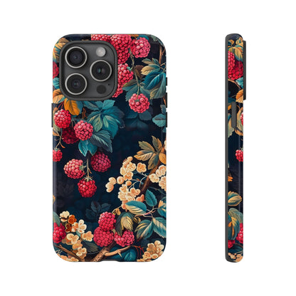 Floral Phone Case with Berry Design, Durable Phone Cover, Floral Print, Gift for Plant Lovers, Nature-Inspired Accessory