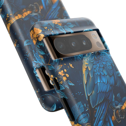 Tough Cases - Vibrant Blue Parrot Phone Case, Tropical Bird Phone Cover, Nature Lover Gift, Eco-Friendly Accessories, Unique Wildlife Decor