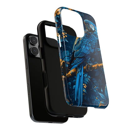 Tough Cases - Vibrant Blue Parrot Phone Case, Tropical Bird Phone Cover, Nature Lover Gift, Eco-Friendly Accessories, Unique Wildlife Decor