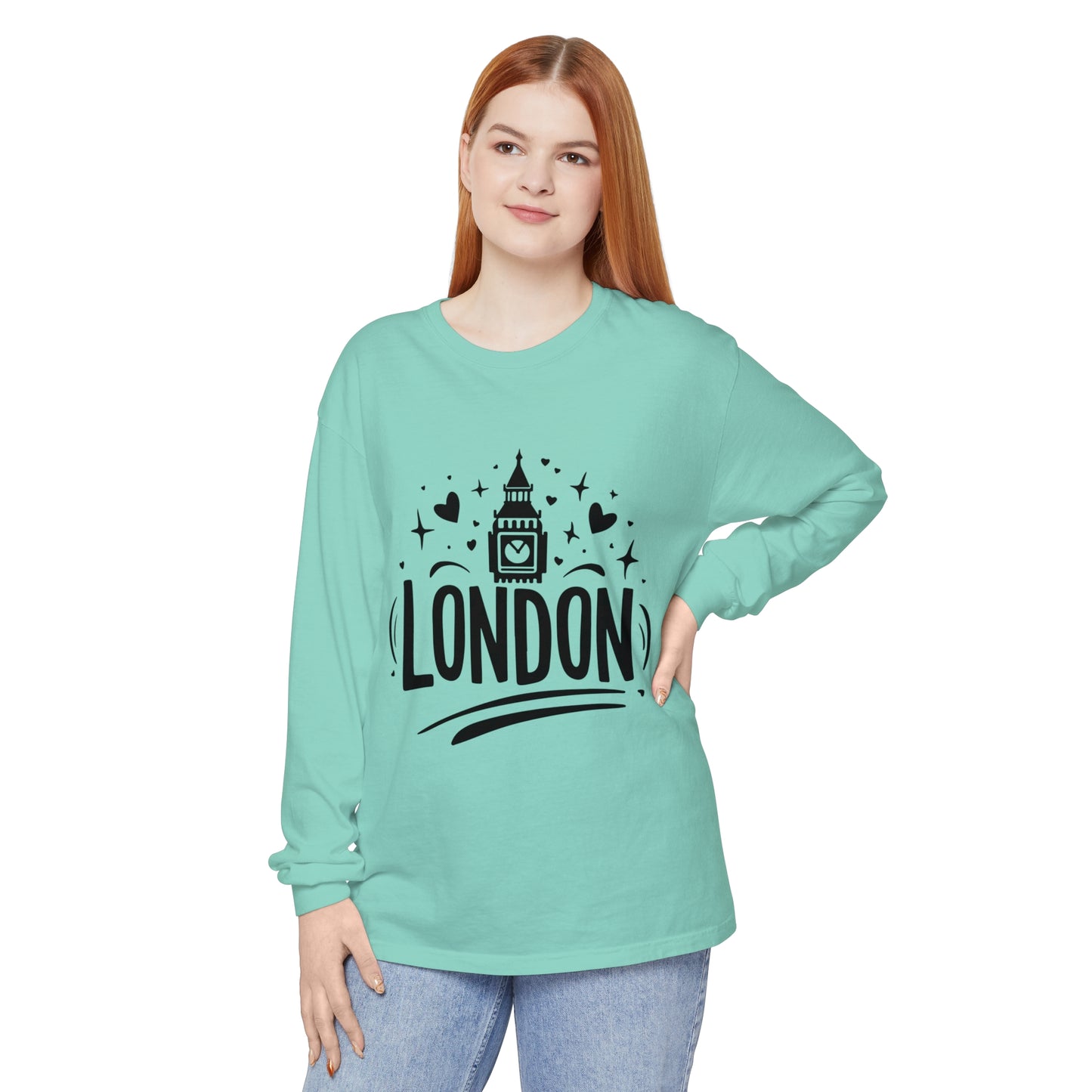 Unisex Garment-dyed Long Sleeve T-Shirt - Pretty London