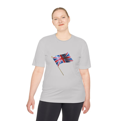 Unisex Moisture Wicking Tee - Iconic Union Jack Flag Illustration