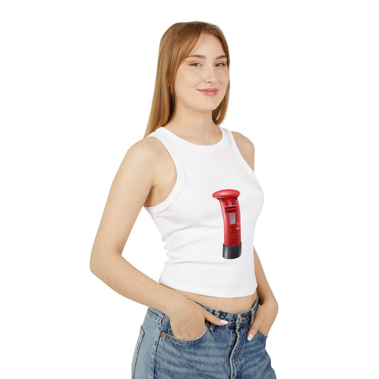 Women's Micro Rib Racer Tank Top - Classic UK Royal Mailbox Design - British Postbox Icon