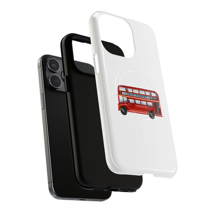 London Bus Tough Magnetic Case, iPhone Protector, Unique Phone Cover, Gifts for Travelers, Durable Mobile Case