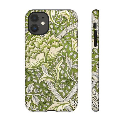 Stylish Phone Case with Floral Design, Durable Protective Cover for iPhone, Unique Gift for Birthdays, Mother's Day, Green Aesthetic