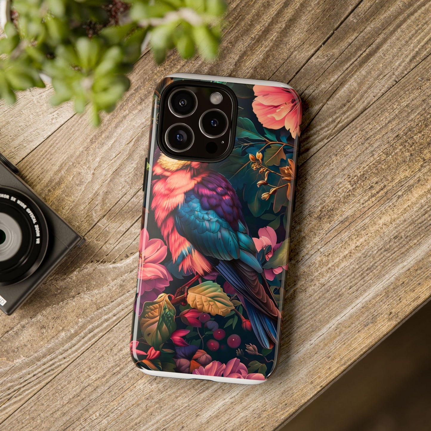 Tough Cases: Vibrant Tropical Bird Phone Case, Floral Smartphone Cover, Nature Lover Gift, Boho Phone Accessory, Cute Bird Case