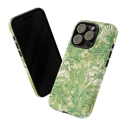 Green Floral Phone Case, Botanical iPhone Cover, Tough Phone Shell, Nature-inspired Gift, Eco-friendly Tech Accessory