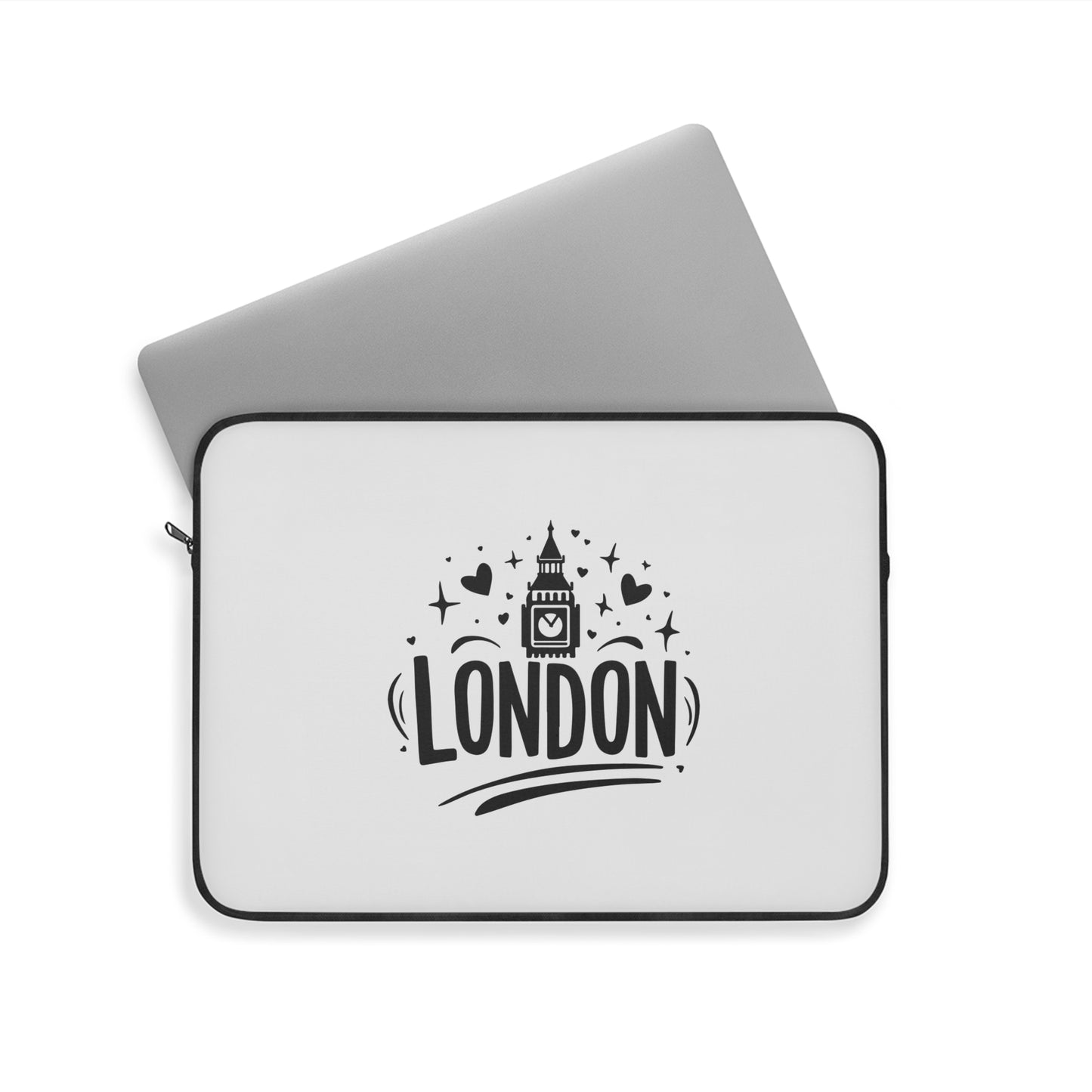 London-Themed Laptop Sleeve, Travel Accessory, Gift for Students, Modern Office Decor, London Souvenir, Tech Organizer
