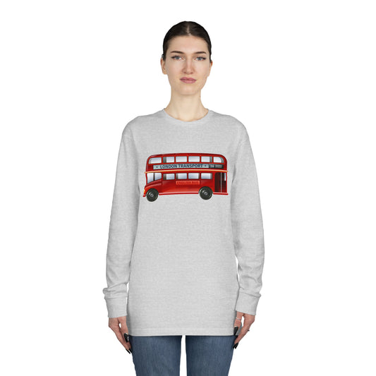 Long Sleeve Crewneck Tee - Trendy London Transport English Bus