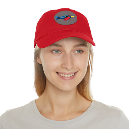 Vintage Aeroplane Dad Hat with Leather Patch (Round)