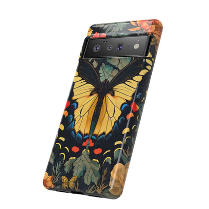 Butterfly Floral Phone Case, Art-inspire Tough Case, Gift for Nature Lovers, Butterfly Pattern Cover, Eco-Friendly Mobile Accessory