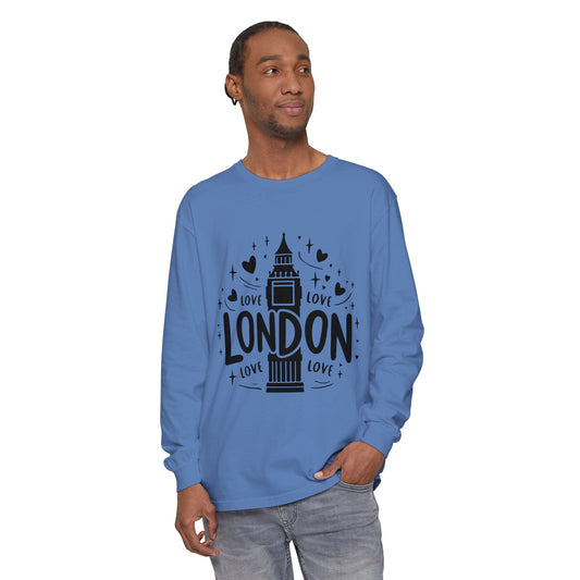 Unisex Garment-dyed Long Sleeve T-Shirt - Love Cozy London