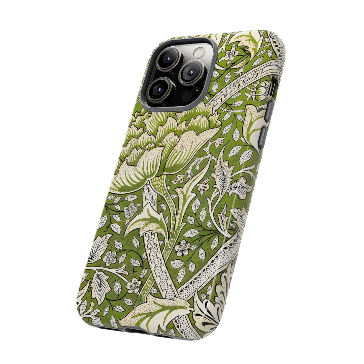 Stylish Phone Case with Floral Design, Durable Protective Cover for iPhone, Unique Gift for Birthdays, Mother's Day, Green Aesthetic