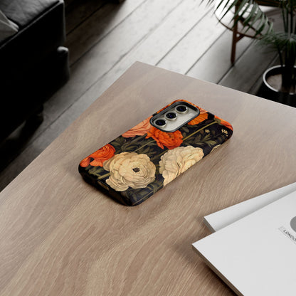 Floral Phone Case with Tough Protection, Blooming Ranunculus Design, Durable Cover, Gift for Flower Lovers, Eco-Friendly Phone Accessory