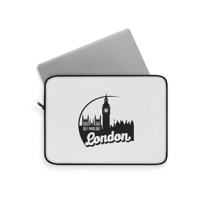 London-Themed Laptop Sleeve, Stylish MacBook Case, Unique Gift for Travelers, Modern Tech Accessory, Black and White Design