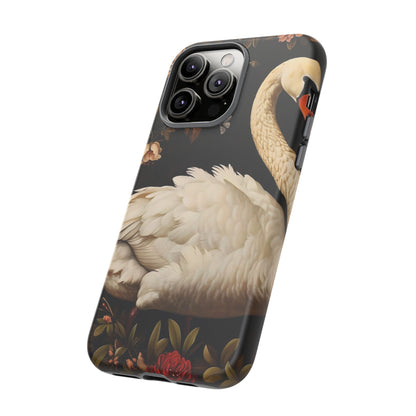 Elegant Swan Phone Case, Floral iPhone Cover, Tough Phone Case, Gift for Her, Nature Lover, Mother's Day, Birthday