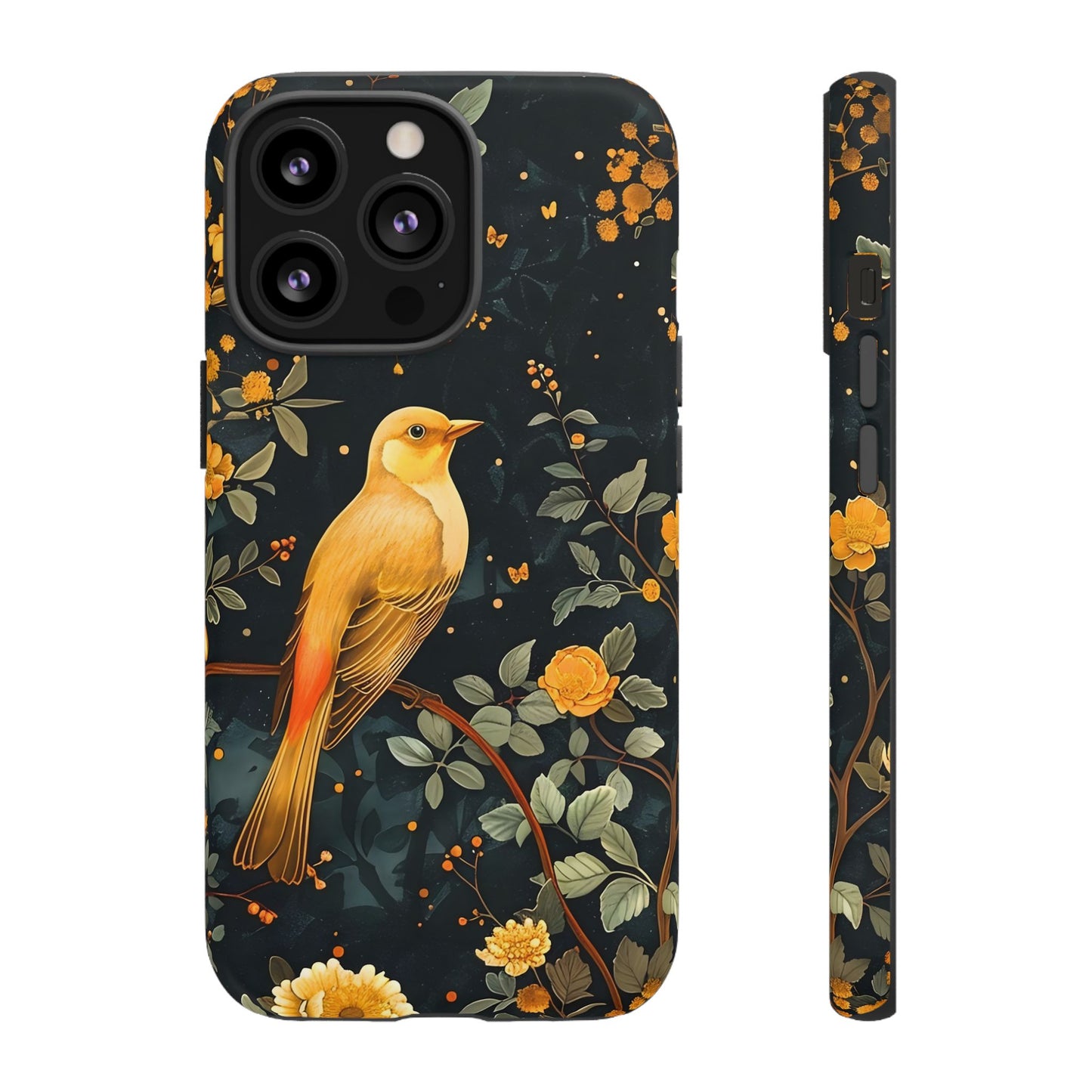 Floral Phone Case, Tough Cases with Bird Design, Nature Lover Gift, Stylish Protection, Birthday Present, Floral Phone Cover