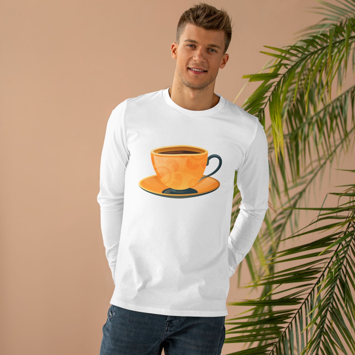 Men’s Base Longsleeve Tee - Classic British Tea Kettle - Timeless Elegance in Tea Time