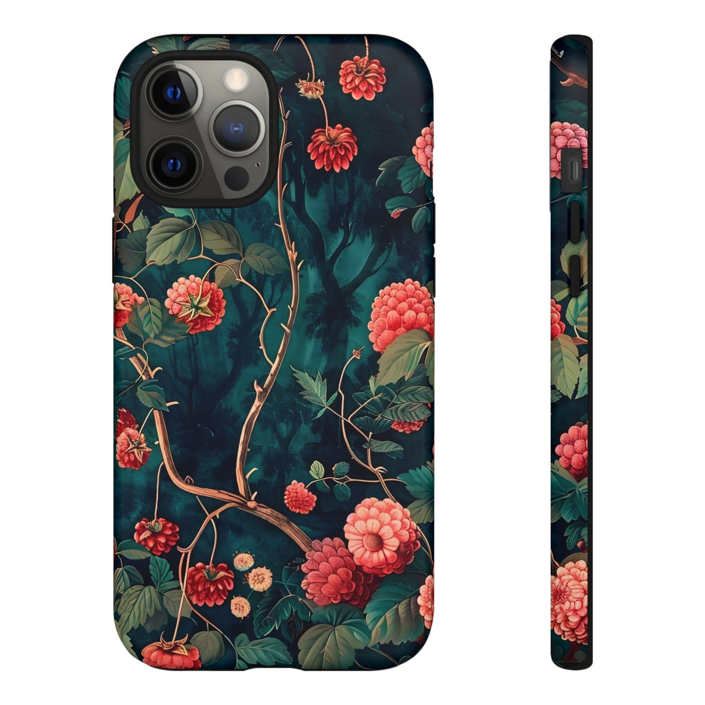 Floral Tough Phone Case with Vibrant Berry Design, Protective iPhone Skin, Gift for Nature Lovers, Elegant Tech Accessory, Unique Gift Idea