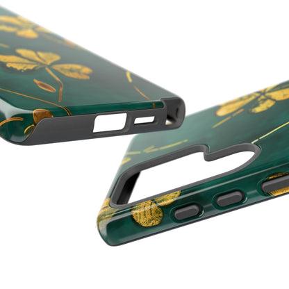 Floral Phone Case with Gold Accents, Tough Phone Cover, Stylish Phone Protector, Unique Gift for Her, Nature Lover Accessory
