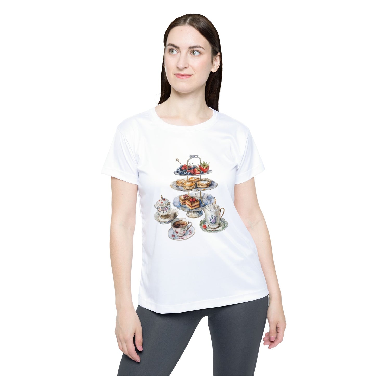Women’s Sports Jersey - Vintage Tea Party Design - Perfect for Casual Outings and Afternoon Teas