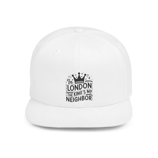 London Themed Flat Bill Snapback Hat, Hip Hop Cap, Trendy Fashion Accessory, Gift for Travelers, Streetwear Style