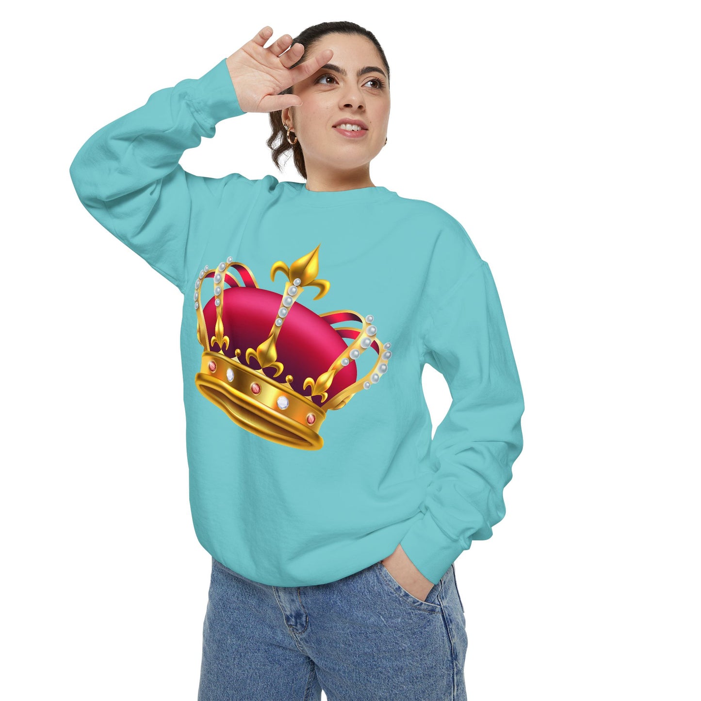 Unisex Garment-Dyed Sweatshirt - British Royal Crown Design