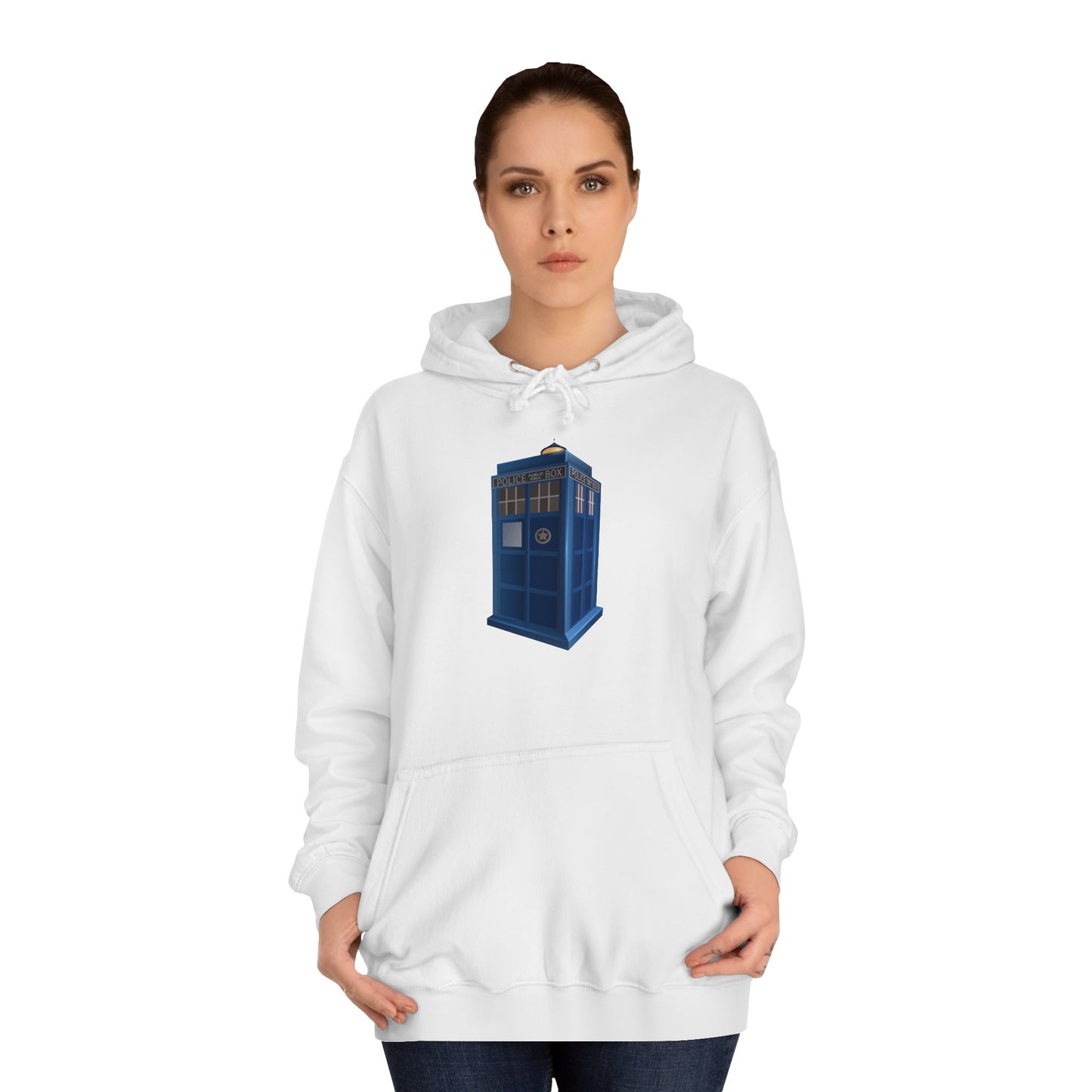 Unisex College Hoodie - British Police Public Call Box - Iconic TARDIS Design