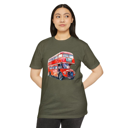 Unisex CVC Jersey T-shirt - Hop On, Hop Off - Exploring London by Bus