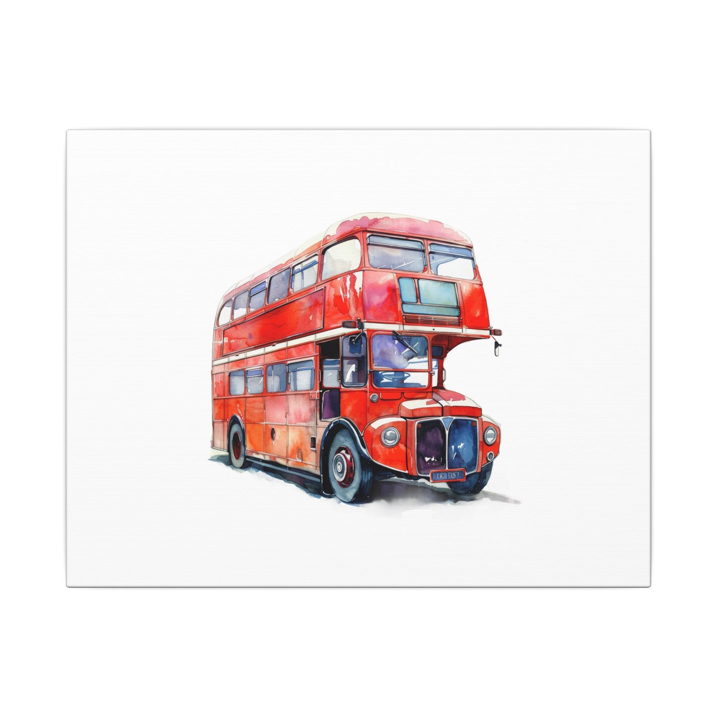 London Red Double-Decker Bus Art Canvas Print, Wall Decor for Travel Lovers, Home Office Gift, Unique Artwork for All Occasions
