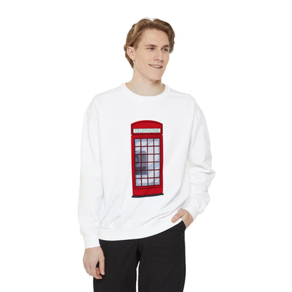 Unisex Garment-Dyed Sweatshirt Lightweight - Iconic British Public Telephone
