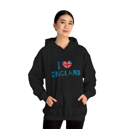 Unisex Heavy Blend™ Hooded Sweatshirt - I Love England - Union Jack Heart Design