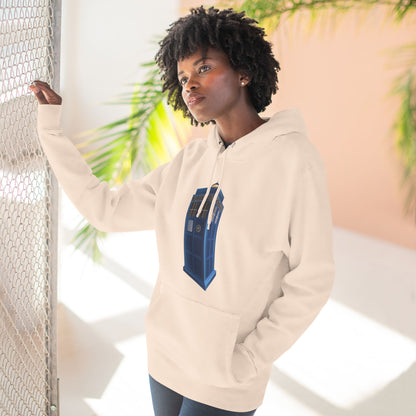 Three-Panel Fleece Hoodie - British Police Public Call Box - Iconic TARDIS Design