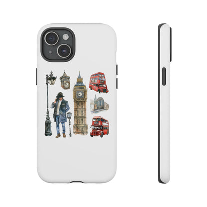 London Iconic Design Phone Case, Tough Cases, Gift for Travelers, London Souvenir, London Icons, Red Bus Phone Case