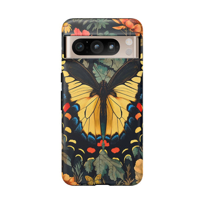 Butterfly Floral Phone Case, Art-inspire Tough Case, Gift for Nature Lovers, Butterfly Pattern Cover, Eco-Friendly Mobile Accessory