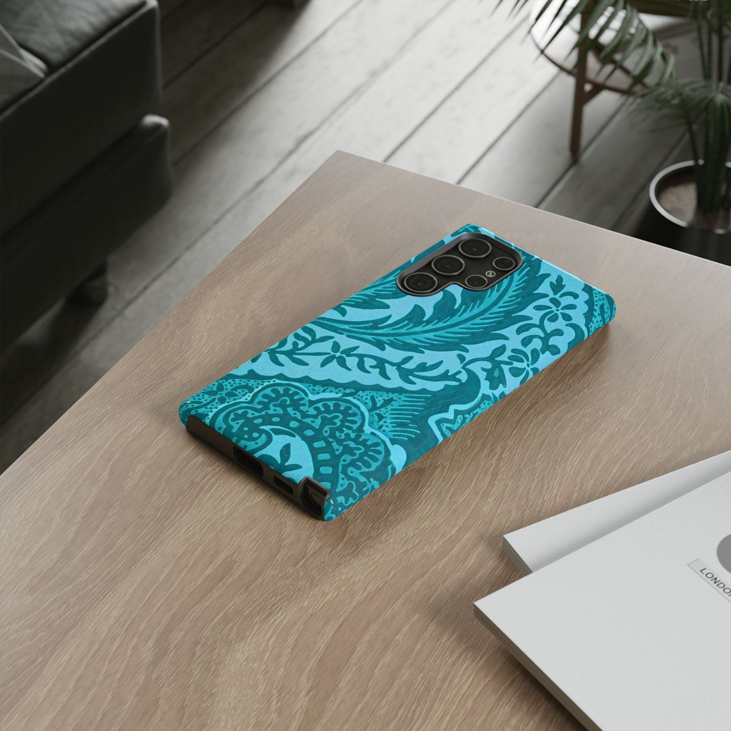 Protective Phone Case with Elegant Teal Design, Tough Cases, Floral Phone Cover, Stylish Smartphone Protection, Gifts for Her, Trendy [...]