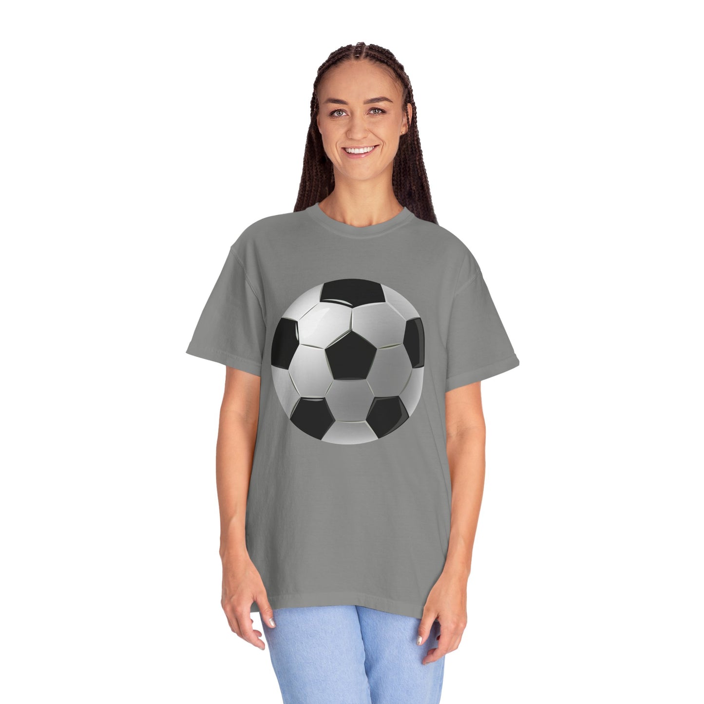 Unisex Garment-Dyed T-shirt - Dynamic Football Design - Sports Passion and Energy