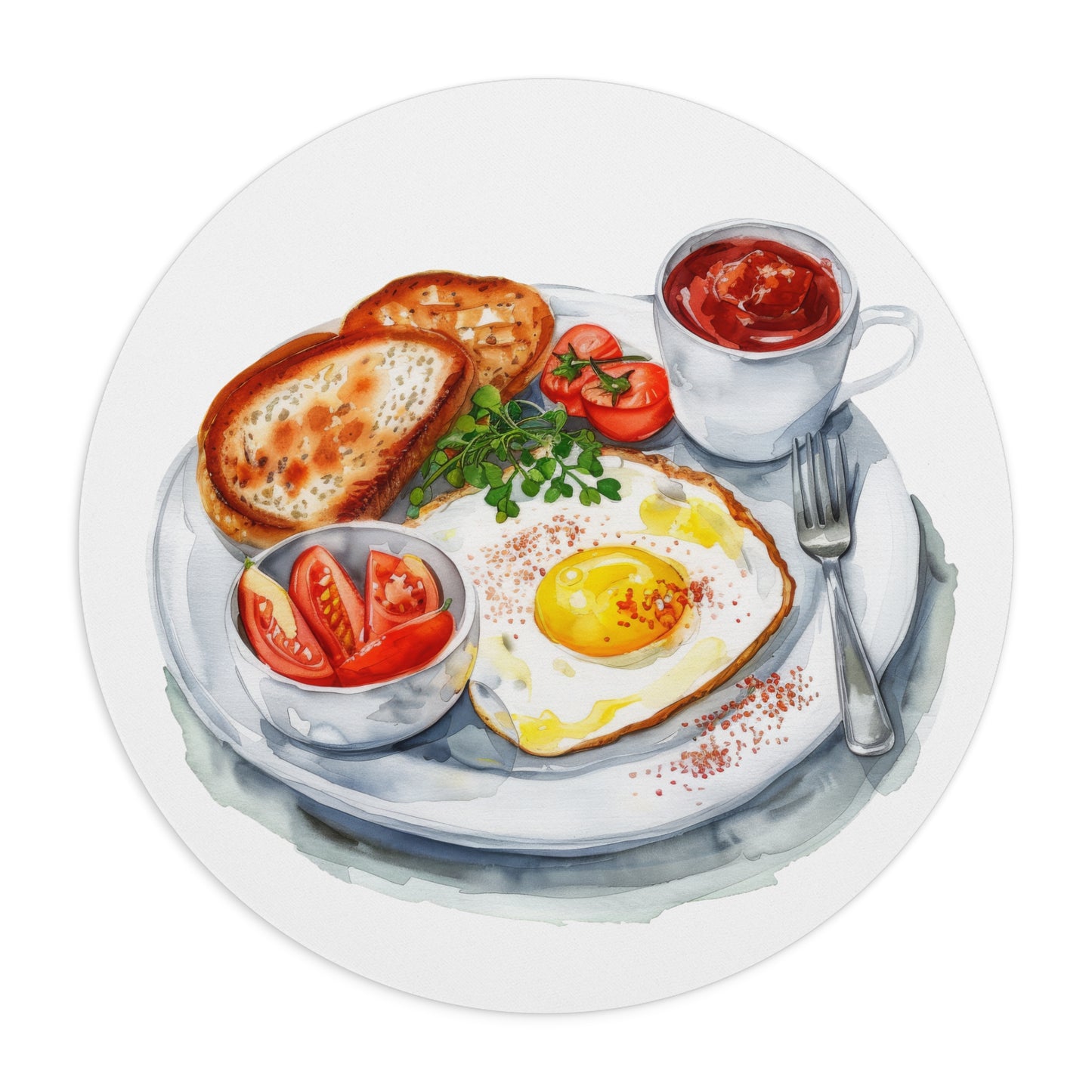 Breakfast Lover's Mouse Pad - Cute Food Art, Desk Accessory, Gift for Foodies, Kitchen Decor, Office Supplies