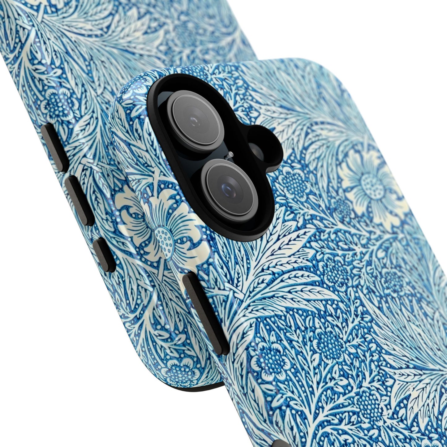 Stylish Phone Case, Tough Floral Phone Cover, Fashionable Tech Accessory, Gift for Her, Blue Flower Design