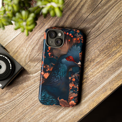 Vibrant Phone Case with Floral Peacock Design - Tough Cases, Artistic Phone Cover, Unique Gift for Nature Lovers, Stand Out Tech Accessory
