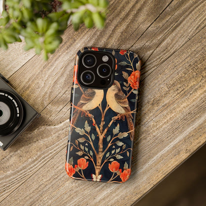 Floral Phone Case – Tough Cases with Bird Design, Unique Gift for Nature Lovers, Stylish Tech Accessory, Phone Cover, Artistic Case
