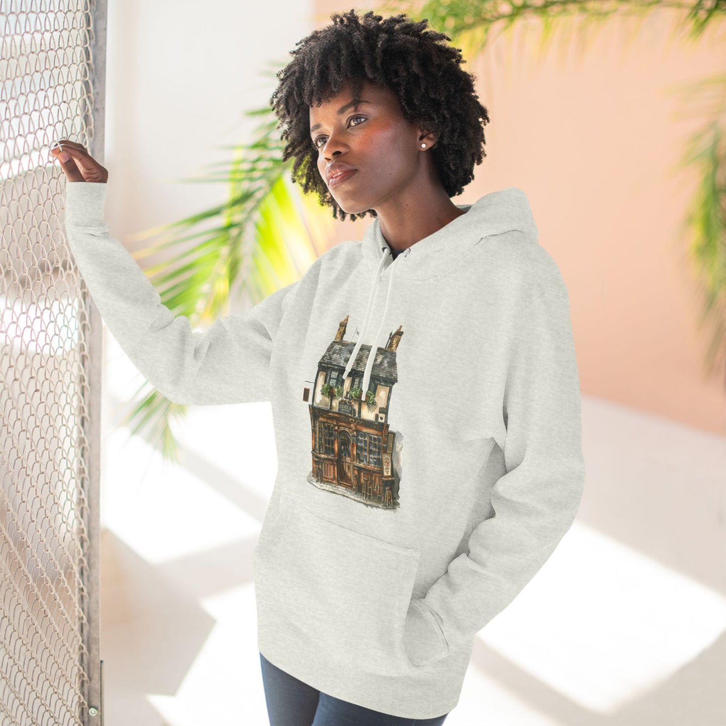 Three-Panel Fleece Hoodie - Nestled in Nature - British Village House